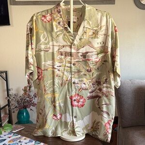 Pataloha Men's Olive Green Hawaiian Print Camp Shirt - 2003 Limited Edition